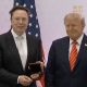 Elon Musk holds the National Medal of Science alongside President Donald Trump at the “Science: A New Golden Age” summit in Washington on October 8, 2026.